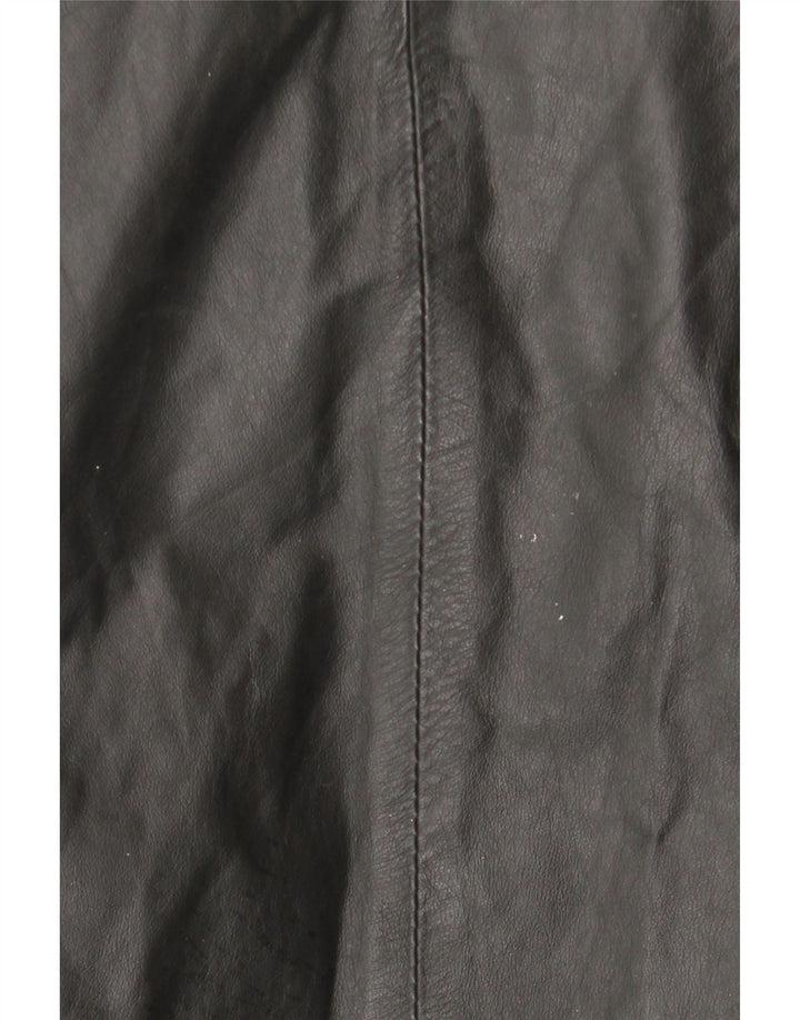 Vintage Damen Ledermantel mit Kapuze IT 44 Mittelschwarzes Leder