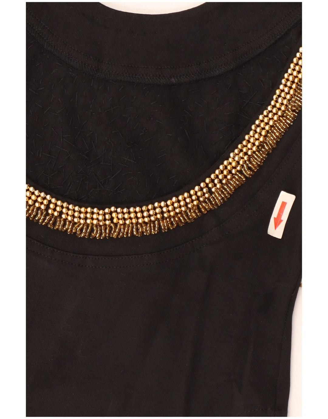 Vintage Damen Langarm-Body UK 12 Mittelschwarze Baumwolle