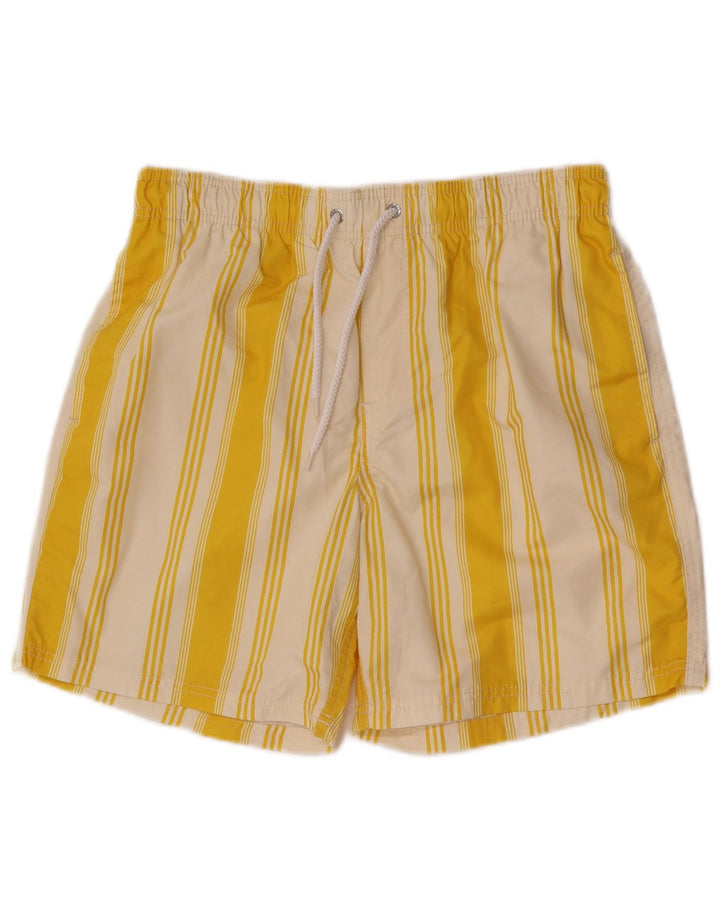 Zara Herren-Badeshorts aus mittelgelb gestreiftem Polyester