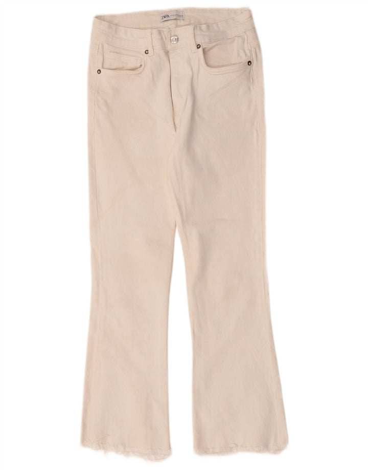 Zara Damen Bootcut Jeans EU 40 Medium W30 L25 Weiße Baumwolle