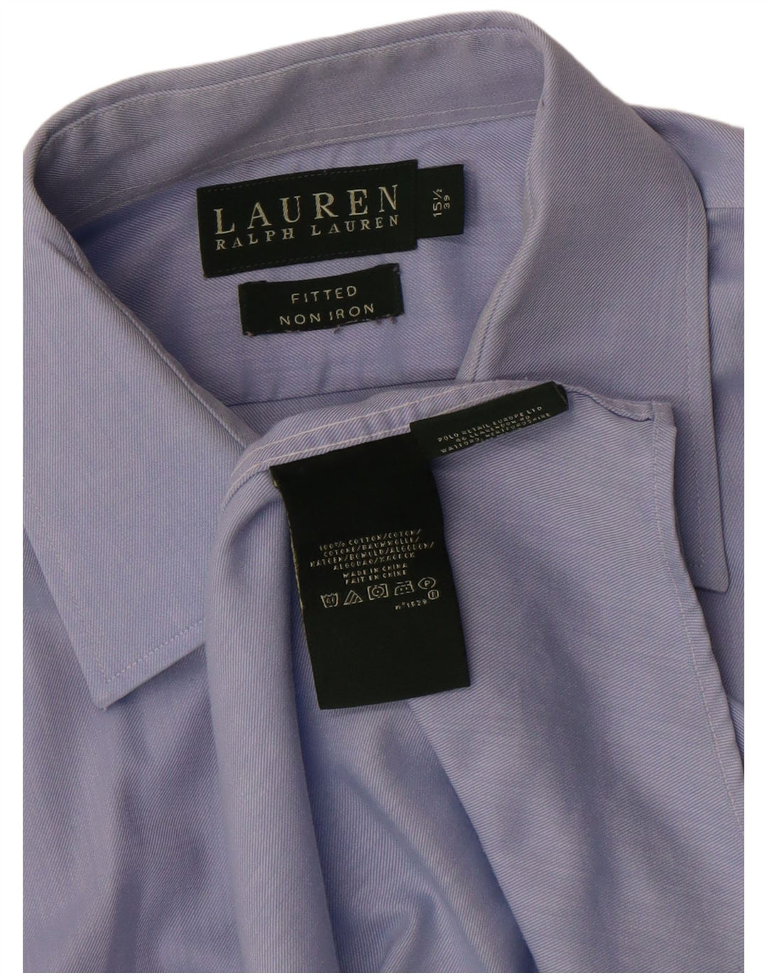 Ralph Lauren Herren-Hemd, tailliert, Größe 15 1/2 39, mittelblaue Baumwolle