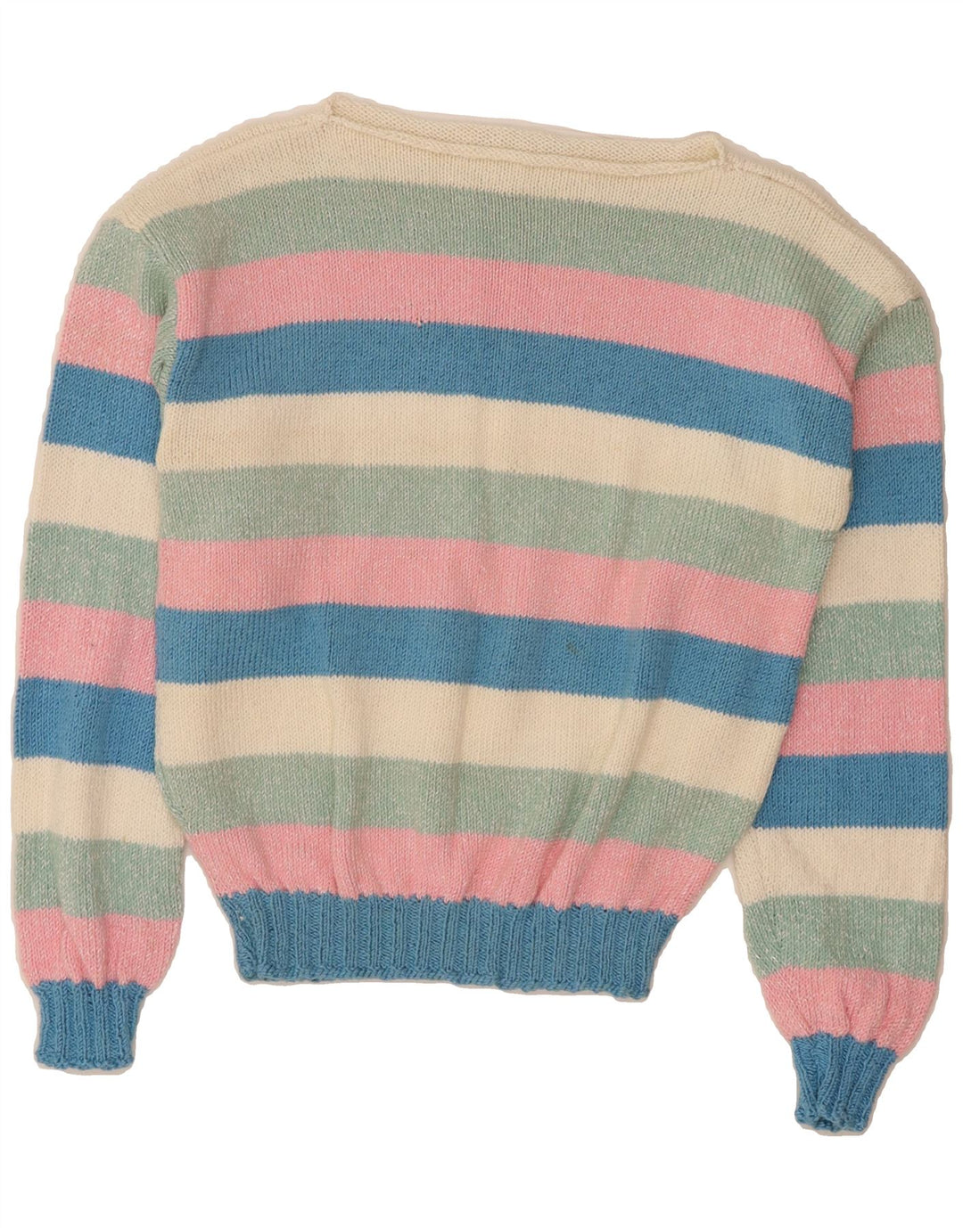 VINTAGE Womens Boat Neck Jumper Sweater UK 14 Medium Multicoloured Striped Vintage Vintage and Second-Hand Vintage from Messina Hembry 