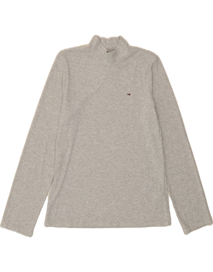TOMMY HILFIGER Womens Top Long Sleeve UK 14 Large Grey Polyester Vintage Tommy Hilfiger and Second-Hand Tommy Hilfiger from Messina Hembry 