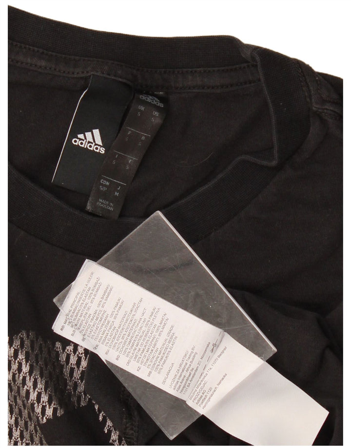 ADIDAS Herren Grafik T-Shirt Top Small Schwarz Baumwolle