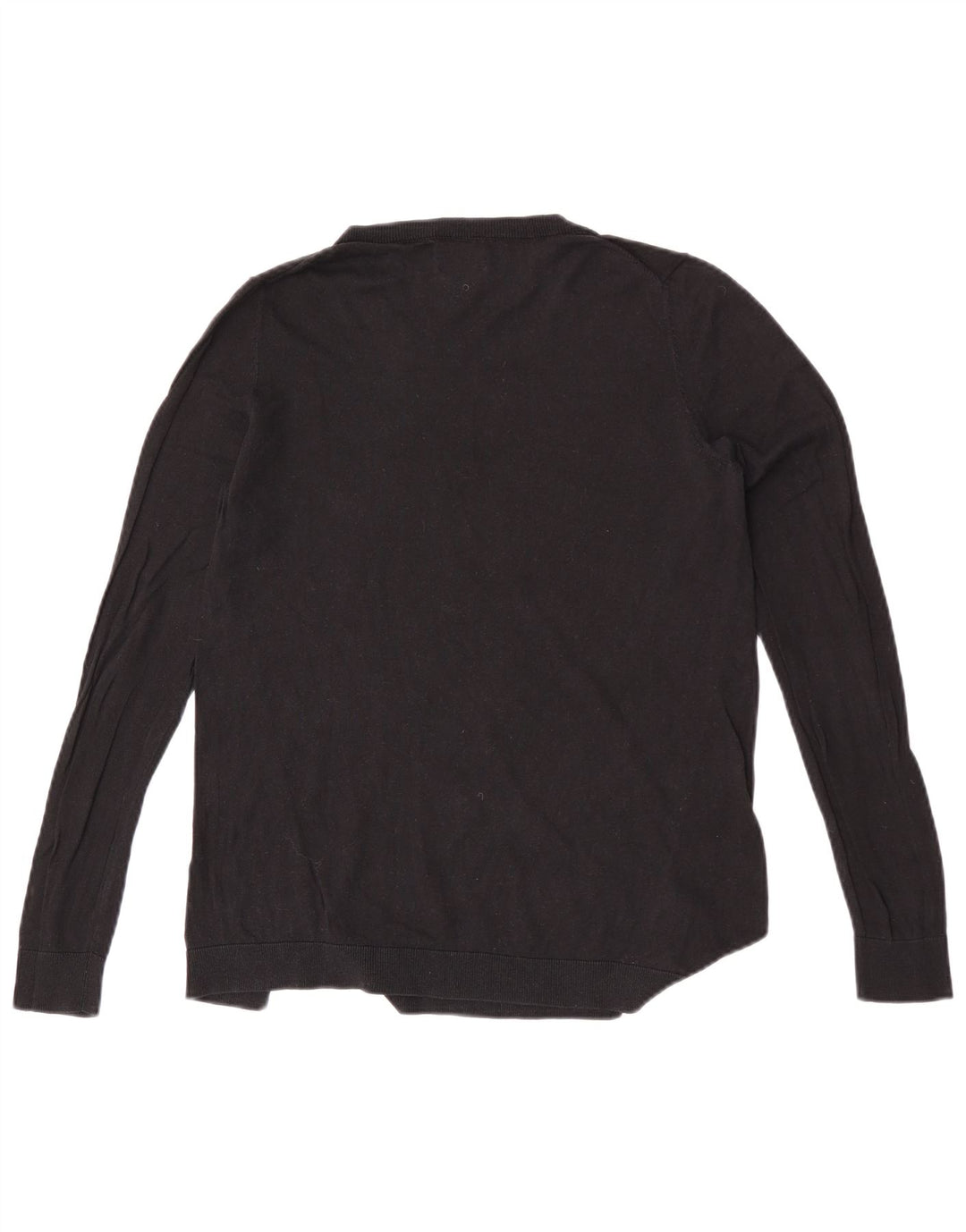 Massimo Dutti Damen-Pullover mit Rundhalsausschnitt, UK 14, mittlere schwarze Baumwolle