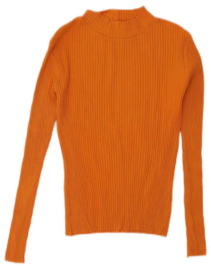 Zara Damen Crop Top Langarm UK 12 Medium Orange