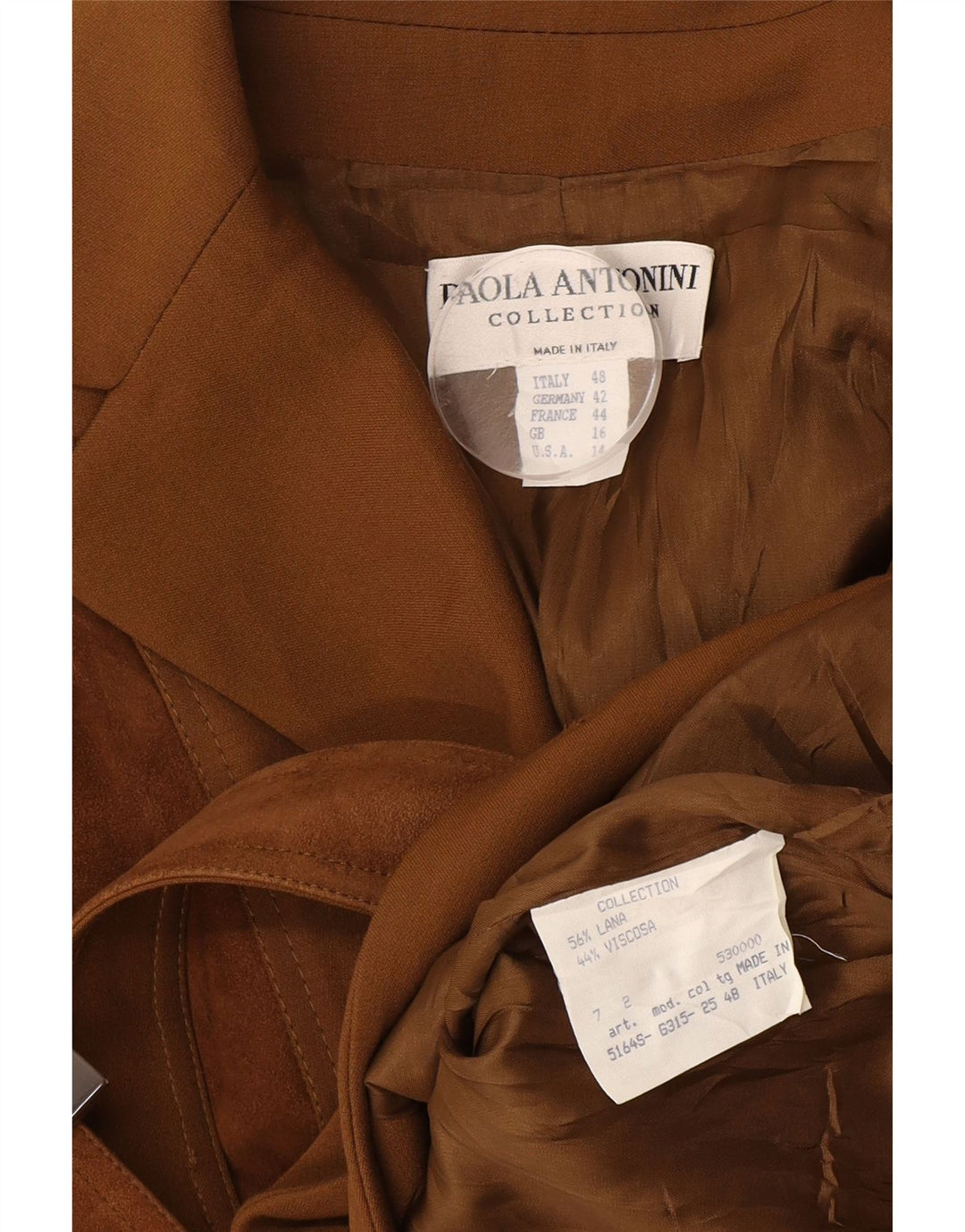 Paola Antonini Damen Blazer Jacke UK 16 Große braune Wolle