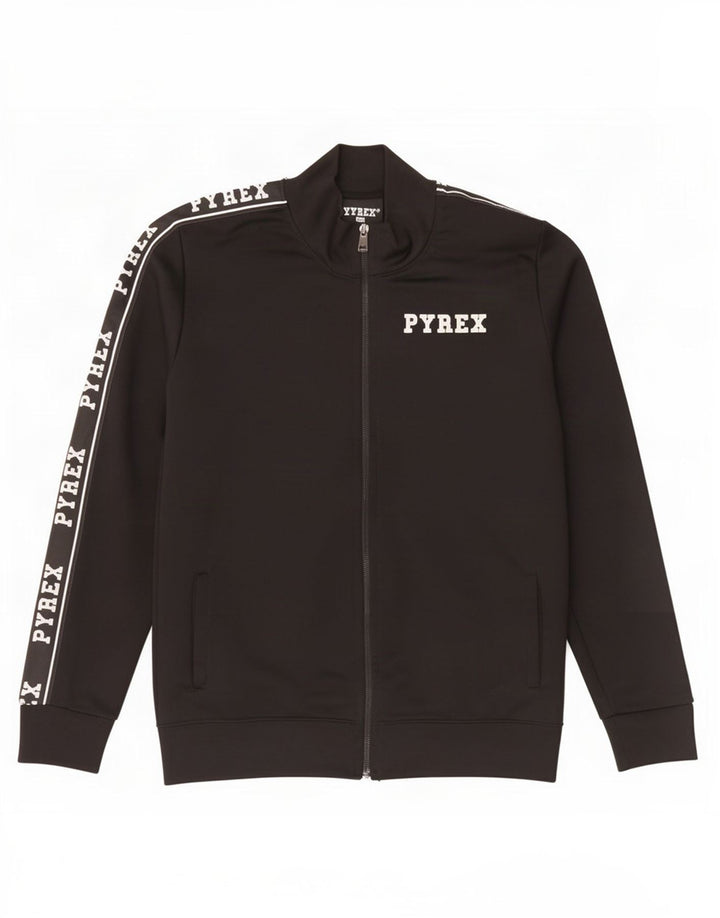 Pyrex Jungen-Trainingsanzugoberteil mit Grafik, 13–14 Jahre, 2XL, schwarzes Polyester