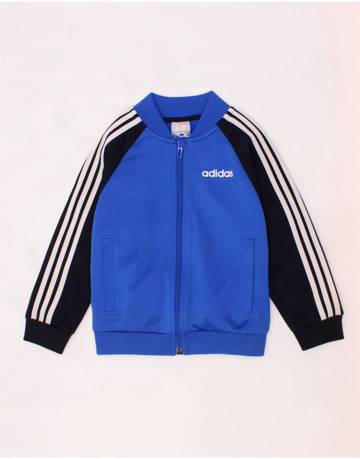 Adidas Jungen-Trainingsanzug-Top-Jacke, 2–3 Jahre, blaues Farbblock-Polyester