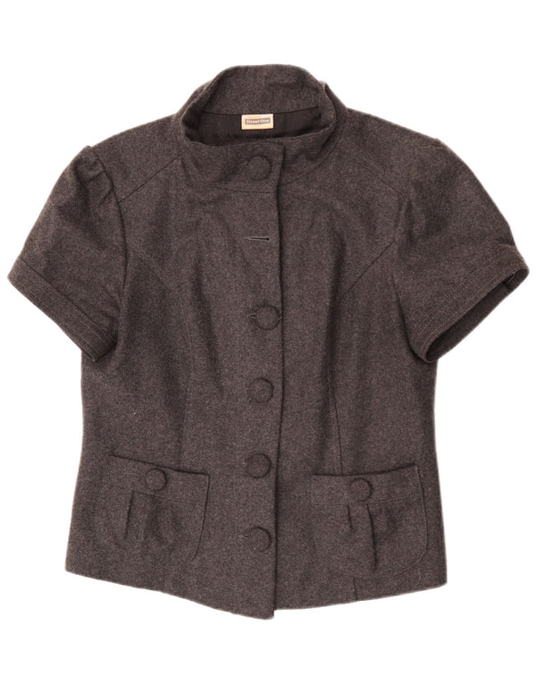 Street One Damen-Kurzarm-Blazer-Jacke, UK 14, große graue Wolle