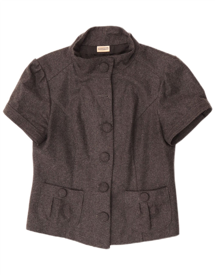 Street One Damen-Kurzarm-Blazer-Jacke, UK 14, große graue Wolle