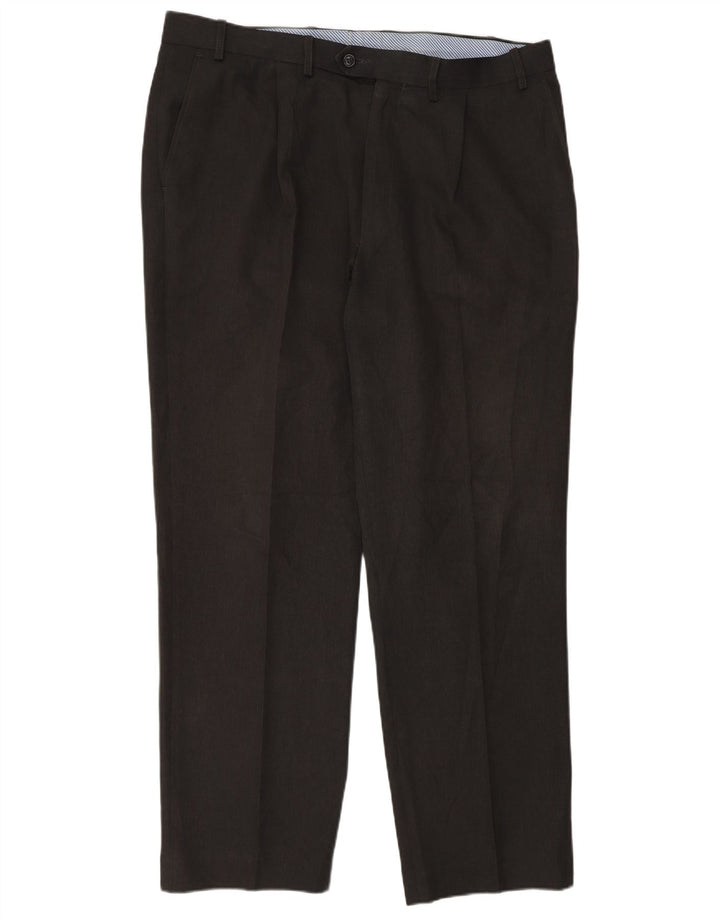 Gerade Herren-Anzughose von Marks & Spencer, W38, L31, grau, Polyester