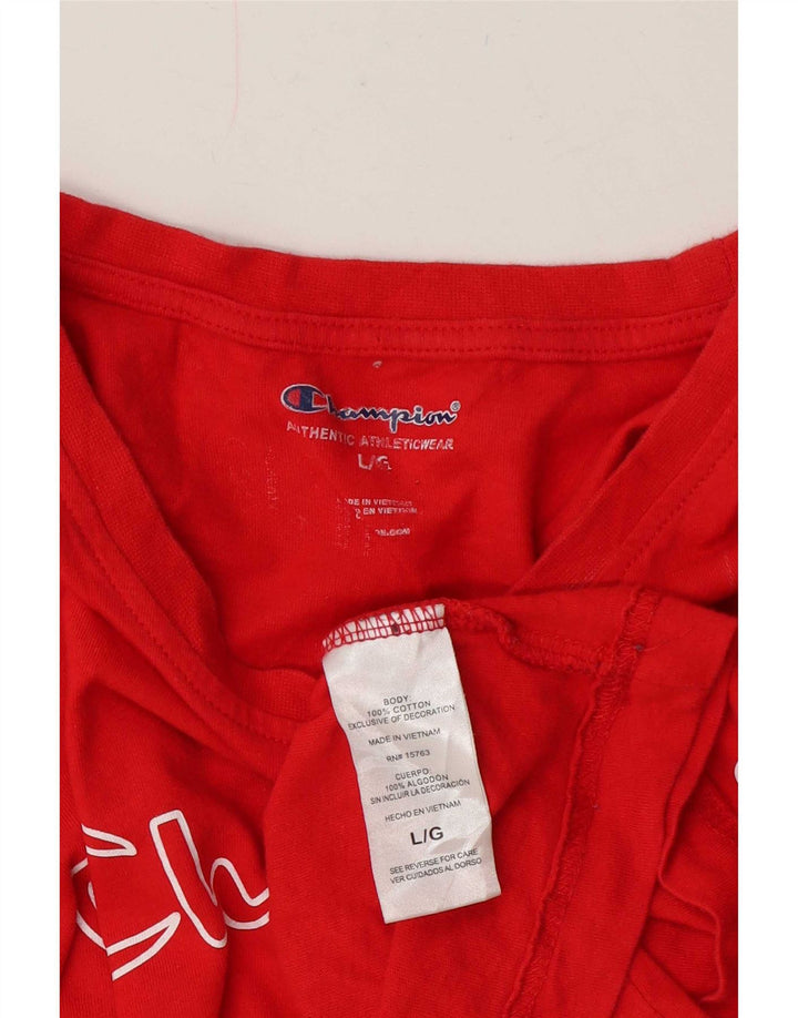 Champion Herren-T-Shirt mit Grafik, Größe L, aus roter Baumwolle