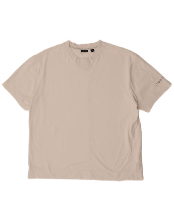 Calvin Klein Herren T-Shirt Top Large Weiß Baumwolle
