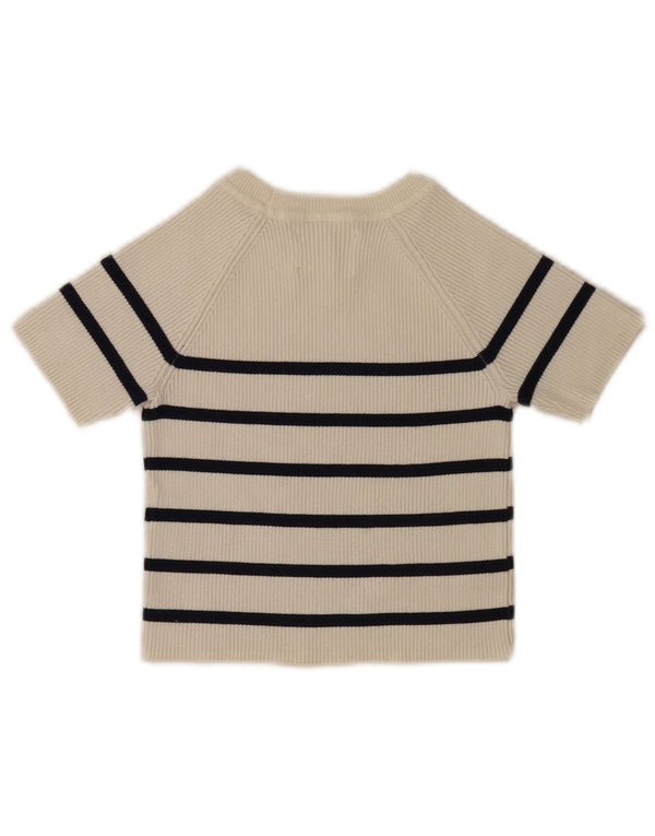 Zara T-Shirt-Oberteil für Mädchen, 8–9 Jahre, weiß gestreift, Viskose