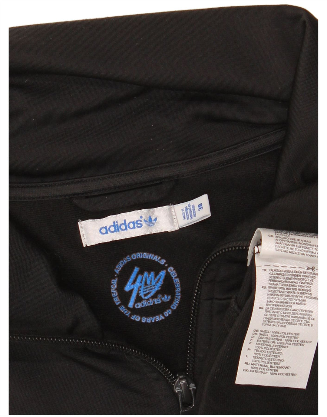 ADIDAS Damen Trainingsanzug Top Jacke EU 38 Medium Schwarz Polyester