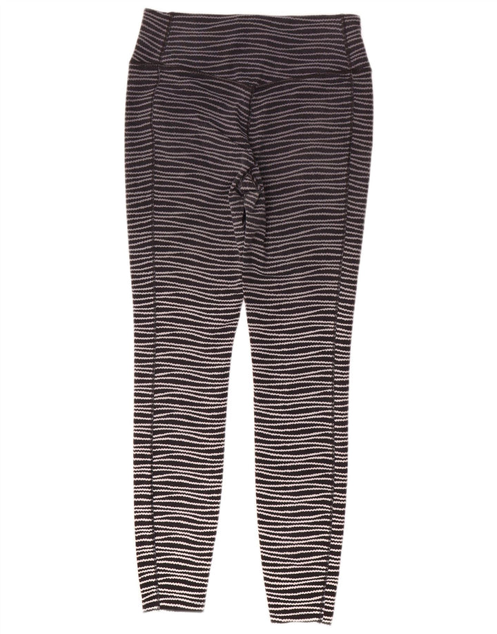 Nike Damen Dri Fit Leggings UK 14 Medium Schwarz gestreift
