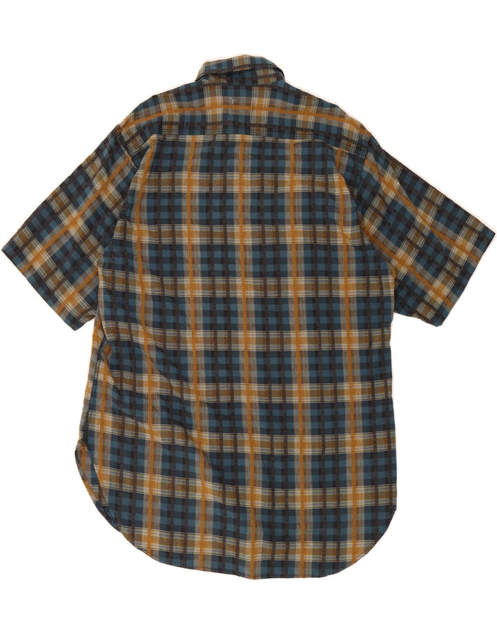 ENRICO COVERI Mens Short Sleeve Shirt Size 40 Medium Blue Check Viscose Vintage Enrico Coveri and Second-Hand Enrico Coveri from Messina Hembry 