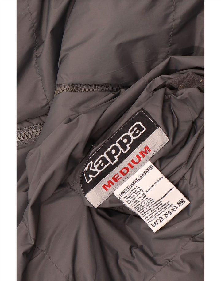 Kappa Womens Hooded Reversible Wattierte Jacke UK 14 Mittelgraues Nylon