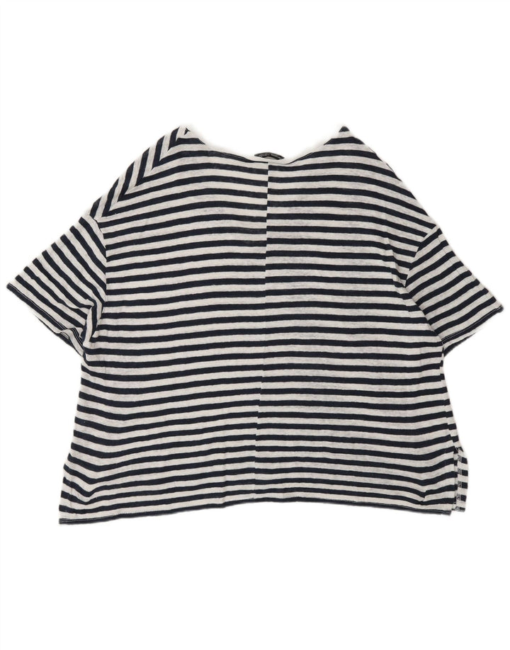 Übergroßes T-Shirt-Oberteil von Zara für Damen, Gr. 14, Mittelschwarz, Nadelstreifen