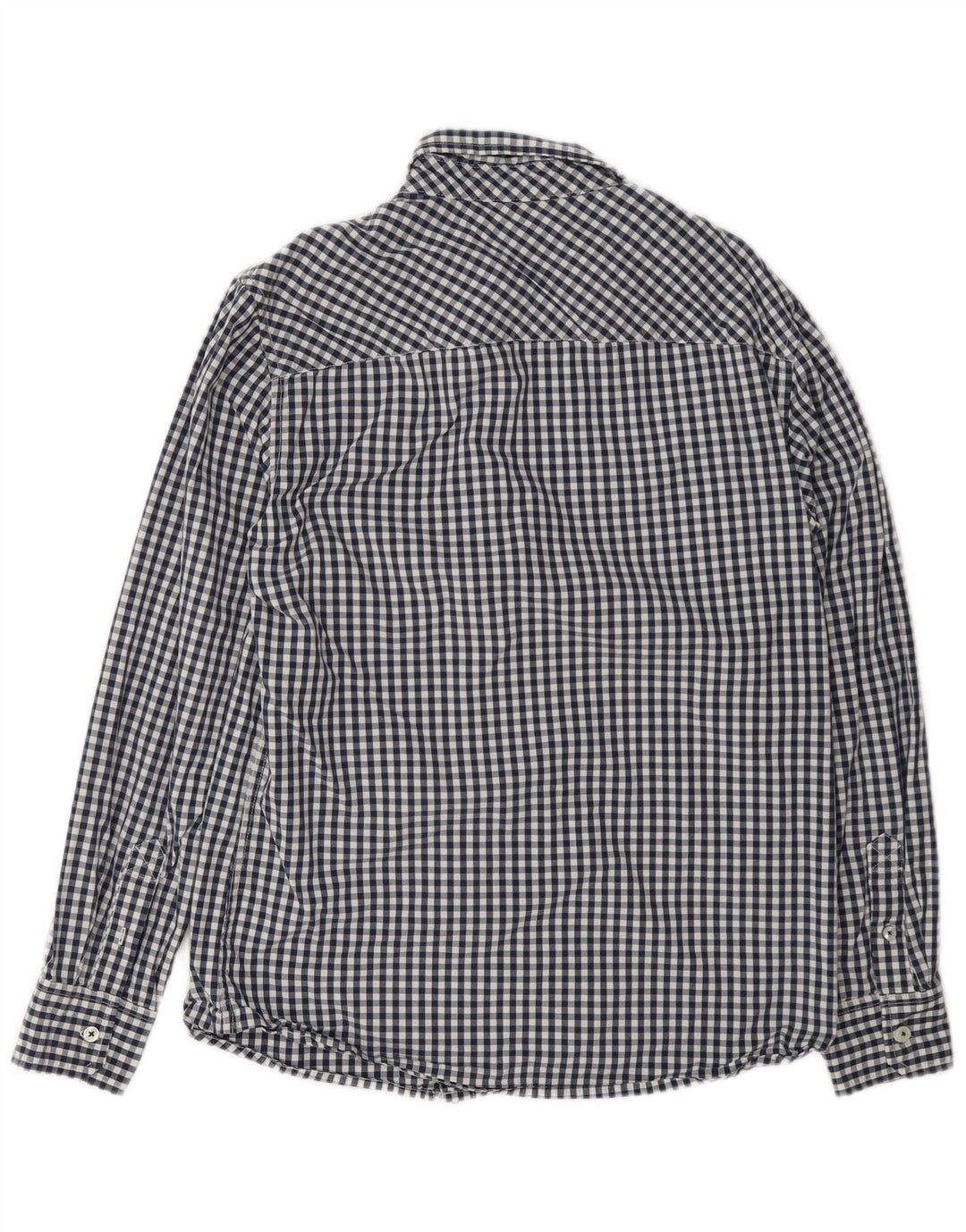 Mustang Herren-Slim-Fit-Hemd aus mittelblauer Gingham-Baumwolle in Marineblau