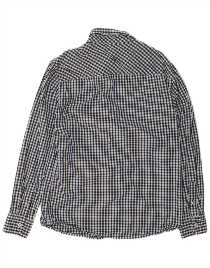 Mustang Herren-Slim-Fit-Hemd aus mittelblauer Gingham-Baumwolle in Marineblau