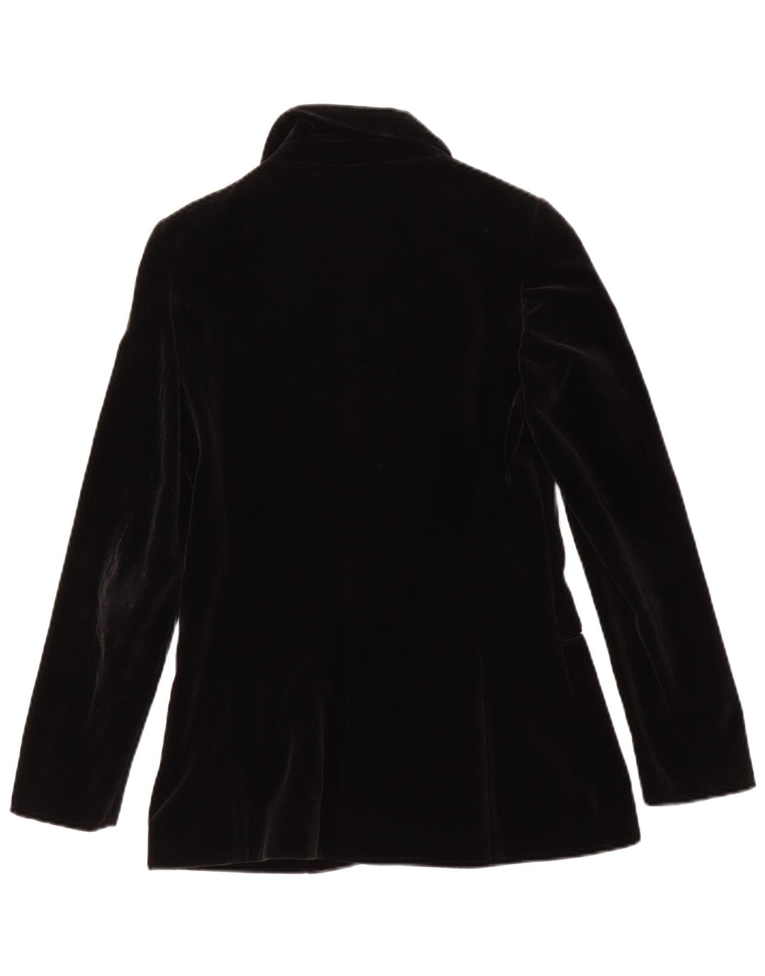 Vintage Damen 5-Knopf-Samt-Blazer-Jacke IT 42 Mittelschwarze Baumwolle