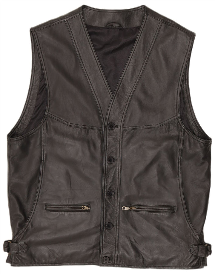 Gilberto Herren Lederweste IT 54 2XL Schwarzes Leder