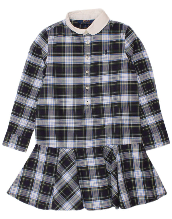 Polo Ralph Lauren Hemdkleid für Mädchen, 4–5 Jahre, marineblau, kariert, Baumwolle