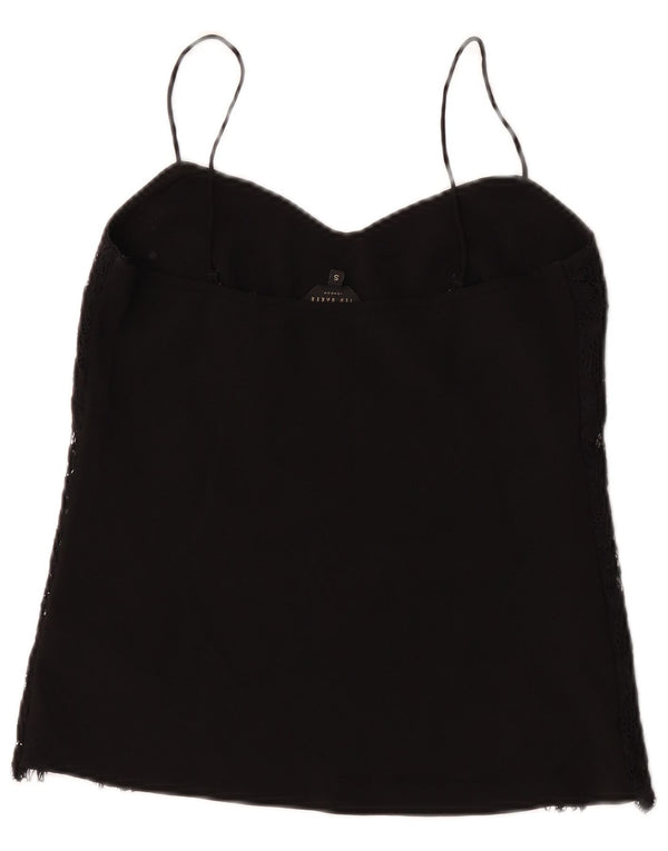 Ted Baker Damen Crop Lace Cami Top UK 8 Small Schwarz geblümte Viskose