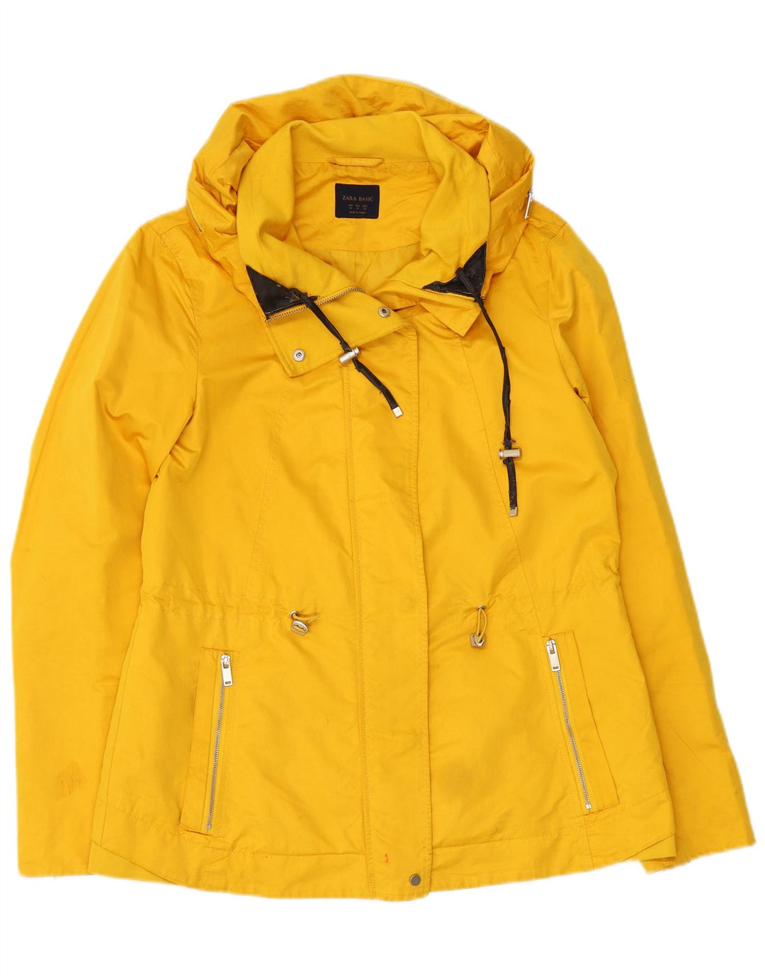 Zara Damen-Windbreakerjacke mit Kapuze, UK 14, Mittelgelb, Polyester