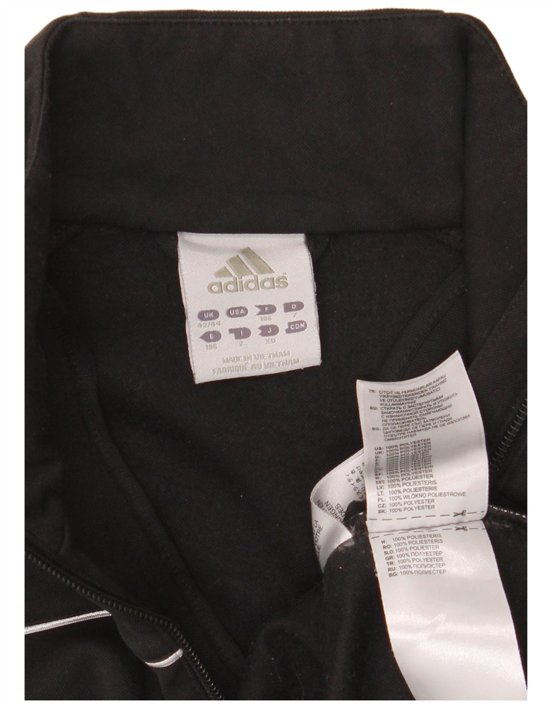Adidas Herren-Sweatshirt mit Reißverschluss, UK 42/44, großes schwarzes Polyester