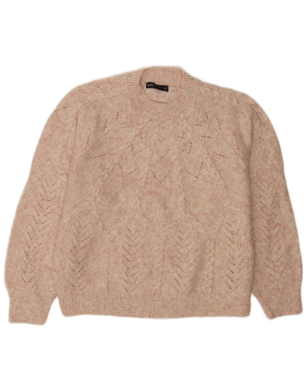 Marks & Spencer Damen-Pullover mit Rundhalsausschnitt, UK 14, Mittelrosa, Polyester