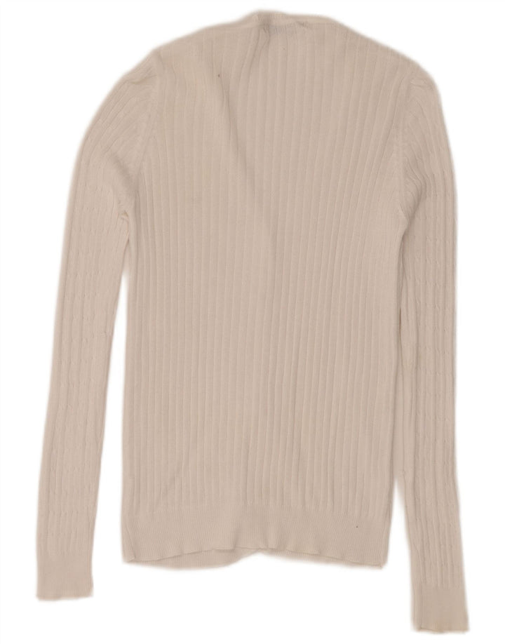 Zara Damen-Cardigan-Pullover UK 12 Mittelweiße Baumwolle