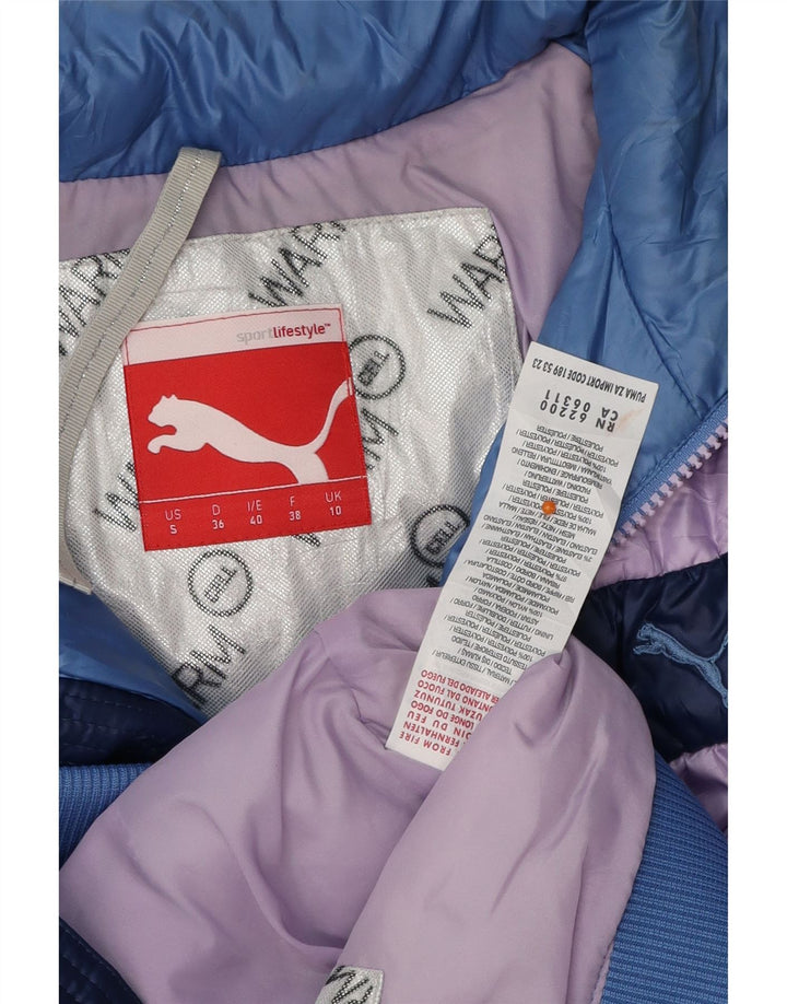 PUMA Damen Wattierte Jacke UK 10 Small Blue Colourblock Polyester