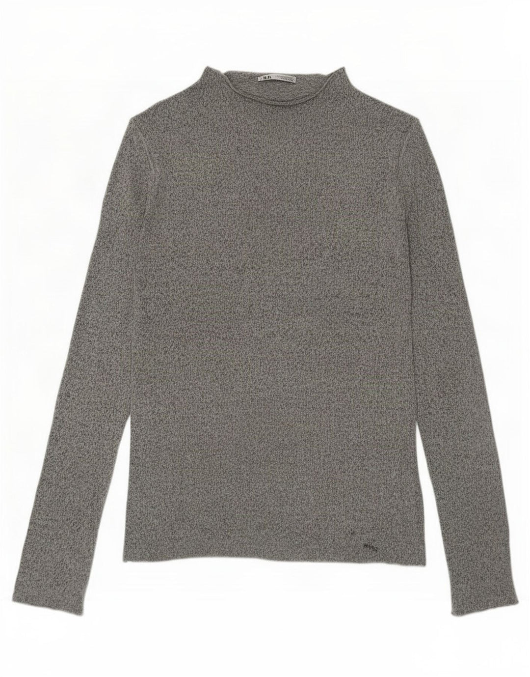 Zara Damen Top Langarm UK 14 Mittelgrau meliert Viskose