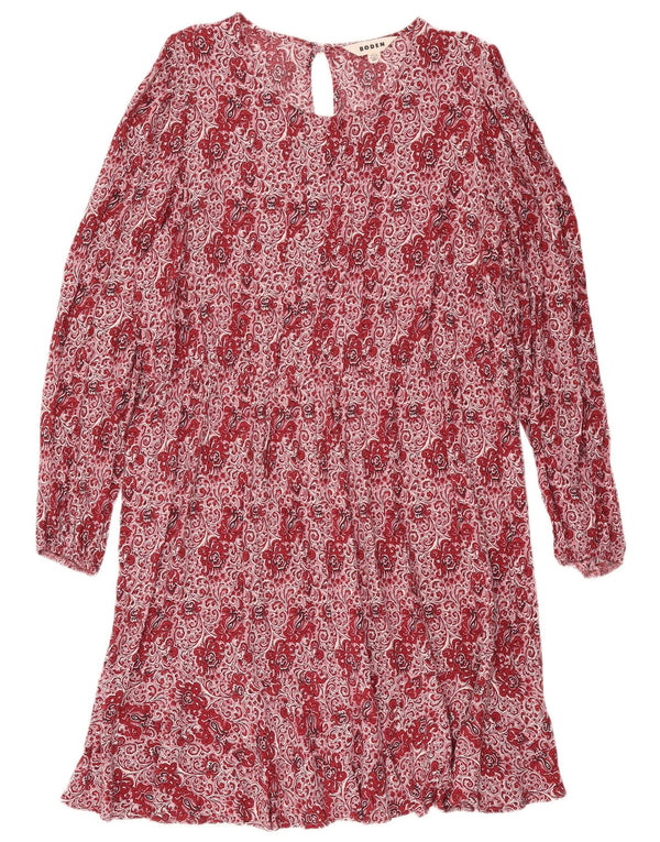 Boden Langarm-Etuikleid für Damen, UK 22 3XL, rote Paisley-Viskose