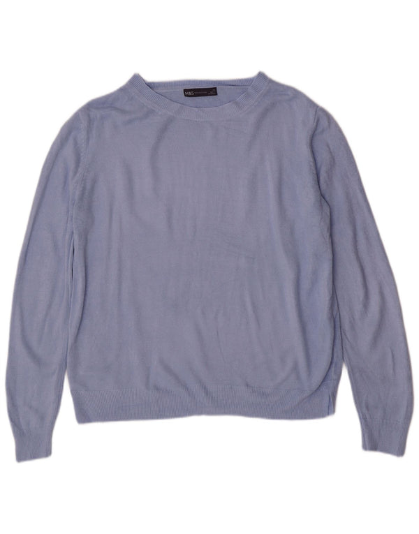 Marks & Spencer Damen-Pullover mit U-Boot-Ausschnitt, Gr. 40, Größe L, Blau, Acryl