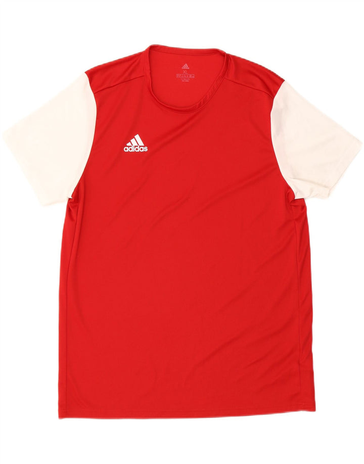 ADIDAS Herren Climalite T-Shirt Top XL Rot Colourblock Polyester
