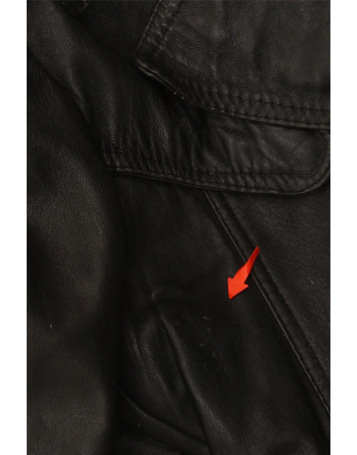 VINTAGE Damen Crop Military Jacke UK 12 Medium Schwarz