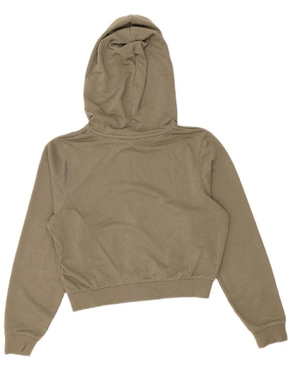 Nike Womens Crop Oversized Zip Hoodie Pullover UK 6 XS Khaki Baumwolle