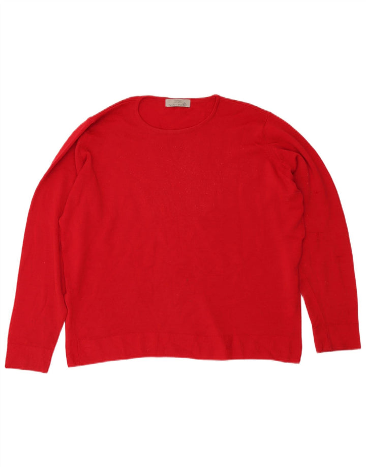 Marks & Spencer Damen-Pullover mit U-Boot-Ausschnitt, UK 16, Größe L, rote Wolle