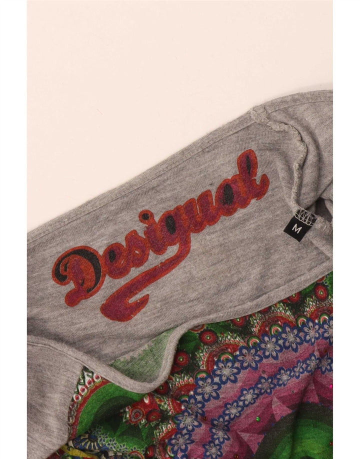 Desigual Damen Graphic Top Langarm UK 12 Mittelgrau Geometrisch