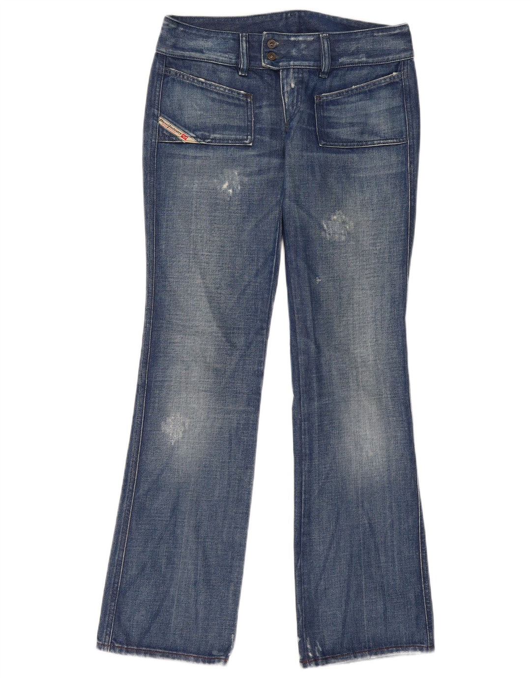 Diesel Damen Distressed Bootcut Jeans W29 L33 Blaue Baumwolle