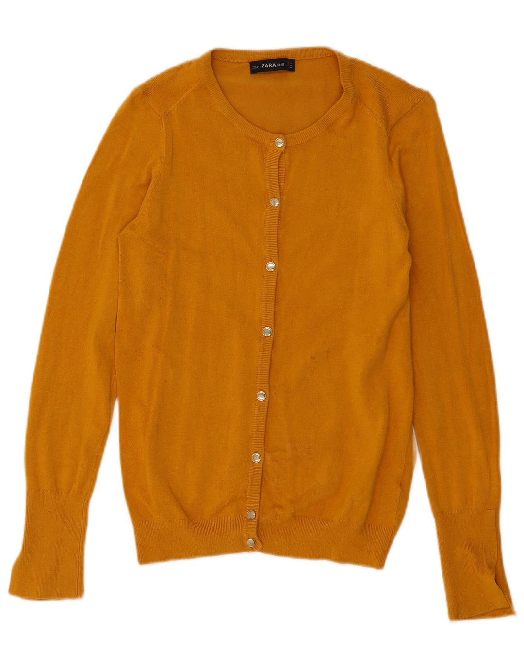 Zara Damen Strickjacke UK 12 Mittelgelbe Viskose