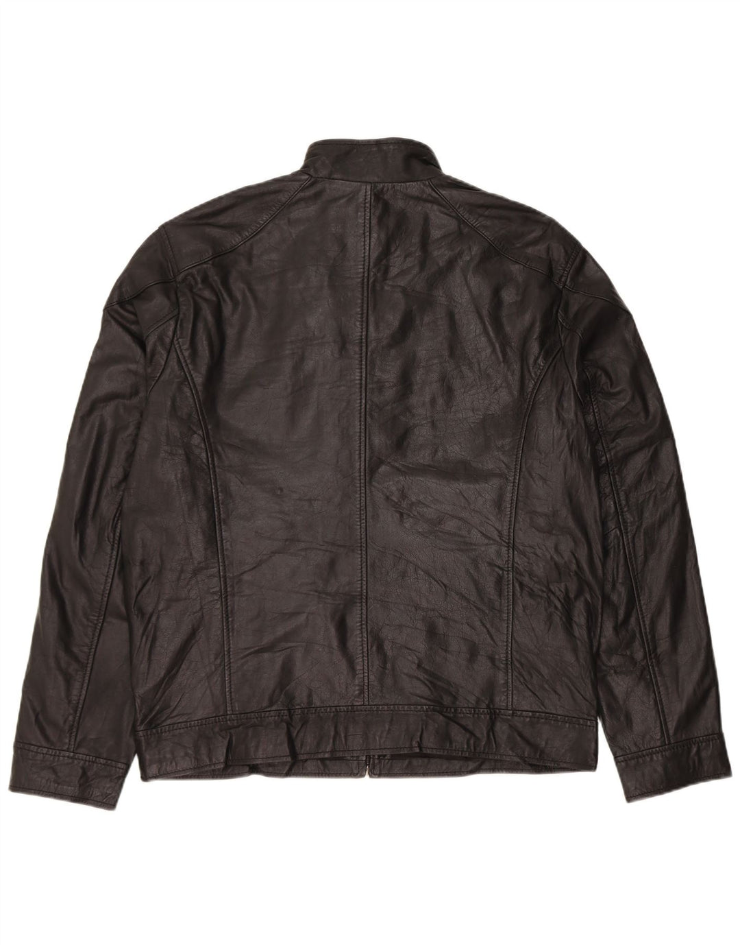 VINTAGE Mens Leather Jacket IT 50 Large Black Leather