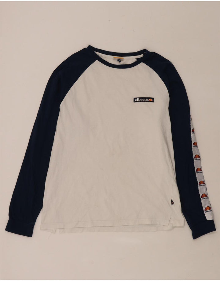 ELLESSE Herren-Grafik-Oberteil, langärmlig, Mittelweiß, Colourblock-Baumwolle