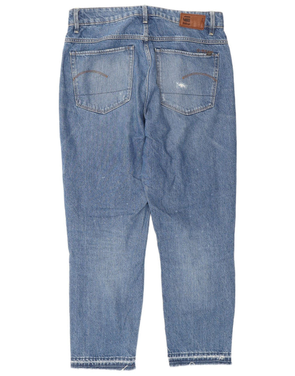 G-Star Womens 3301 Distressed High Rise Straight Jeans W29 L26 Blue Cotton