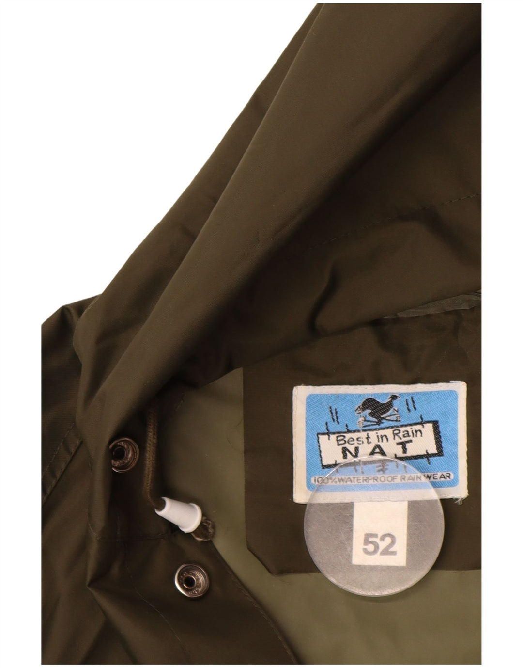 Vintage Herren Regenjacke mit Kapuze IT 52 XL Khaki Nylon