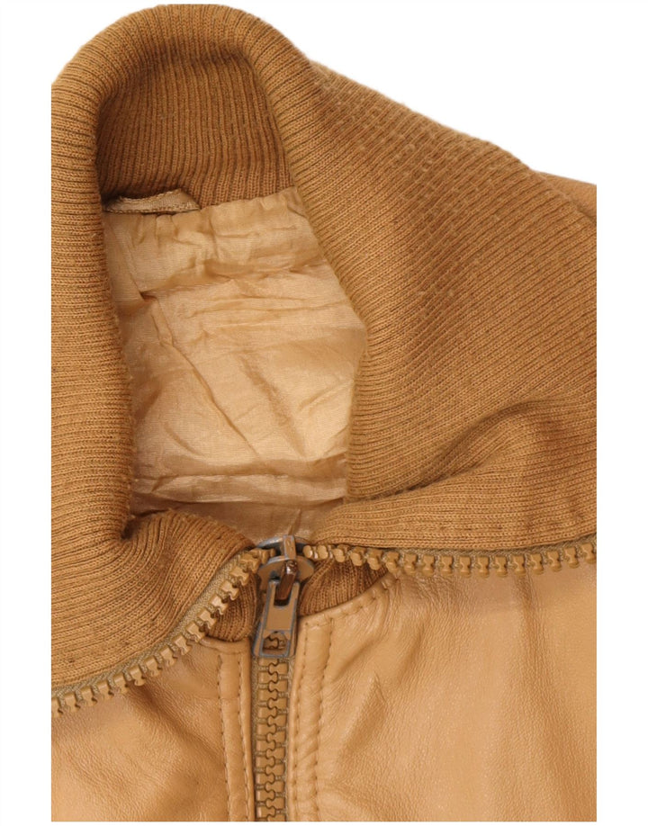 Vintage Herren Militär Bomber Lederjacke UK 38 Medium Beige